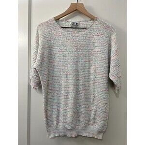 Vintage 80s 90s Act III Women's Multicolor Short Sleeve Sweater Size L